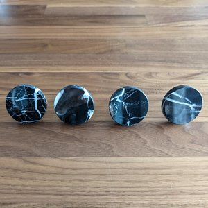 8 High Quality Black & White Round Marble Knobs // Oil Rubbed Bronze Finish